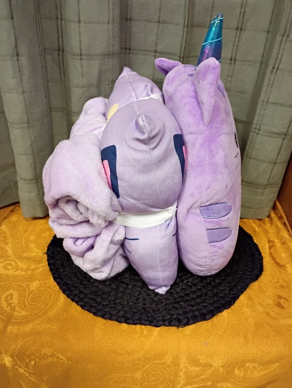 NWT Comfort Bay For Kids 3 Piece Kids Travel Set Purple Caticorn Plush